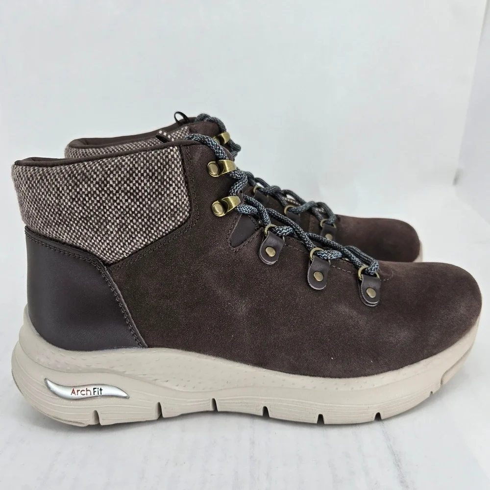 Skechers Arch Fit Extraordinary 167324 Chocolate Brown Suede‎ Boots Womens 10